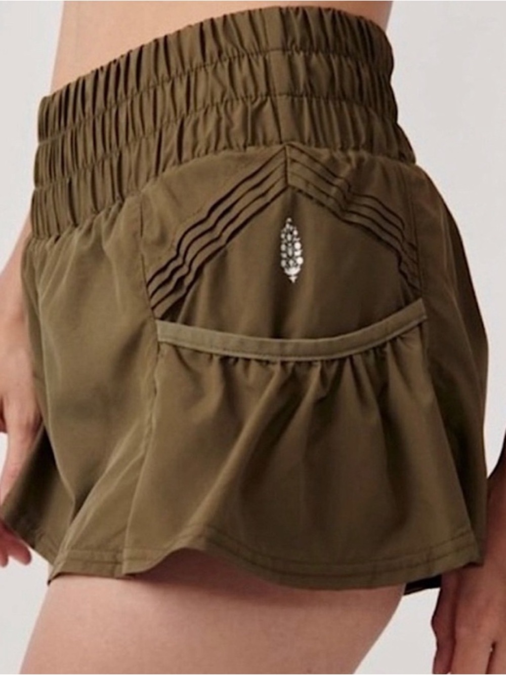 FP Movement by Free People Get Your Flirt On Olive Green Athletic Shorts